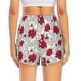 thumbnail image 4 of Vsdgher Leaves And Anemone Flowers In Red Grey Print Women's Running Double Layer Shorts High Waisted with Pockets Elastic Yoga Workout Athletic Gym Sports, 4 of 8