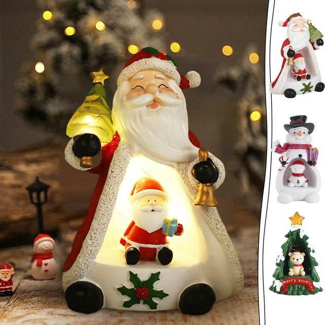 Adorno Luminoso Navideño, Pequeño Regalo para Mesita de Noche, Dormitorio, Decoración de Ambientes Festivos, Adorno de Resina.