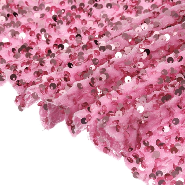 Lentejuelas Tela Rosa Unique Bargains 1 Yarda 3.9 Pies Ancho Terciopelo Completo Brillo