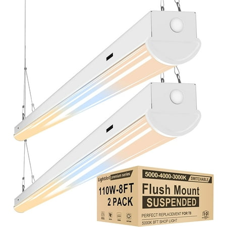 

SWJYH 8FT Led Shop Lights 110W Suspend/ Flush Mount Ceiling Light 14500LM[6-lamp T8 Equiv.] 5000K/4000K/3000K Selectable Commercial Shop Lights Fixtures for Garage Workshop Warehouse (2 Pack)