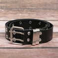 thumbnail image 6 of Punk Style Belt Double Rows Holes Waist Belt Simple Durable Belt for Women Man (Black), 6 of 9