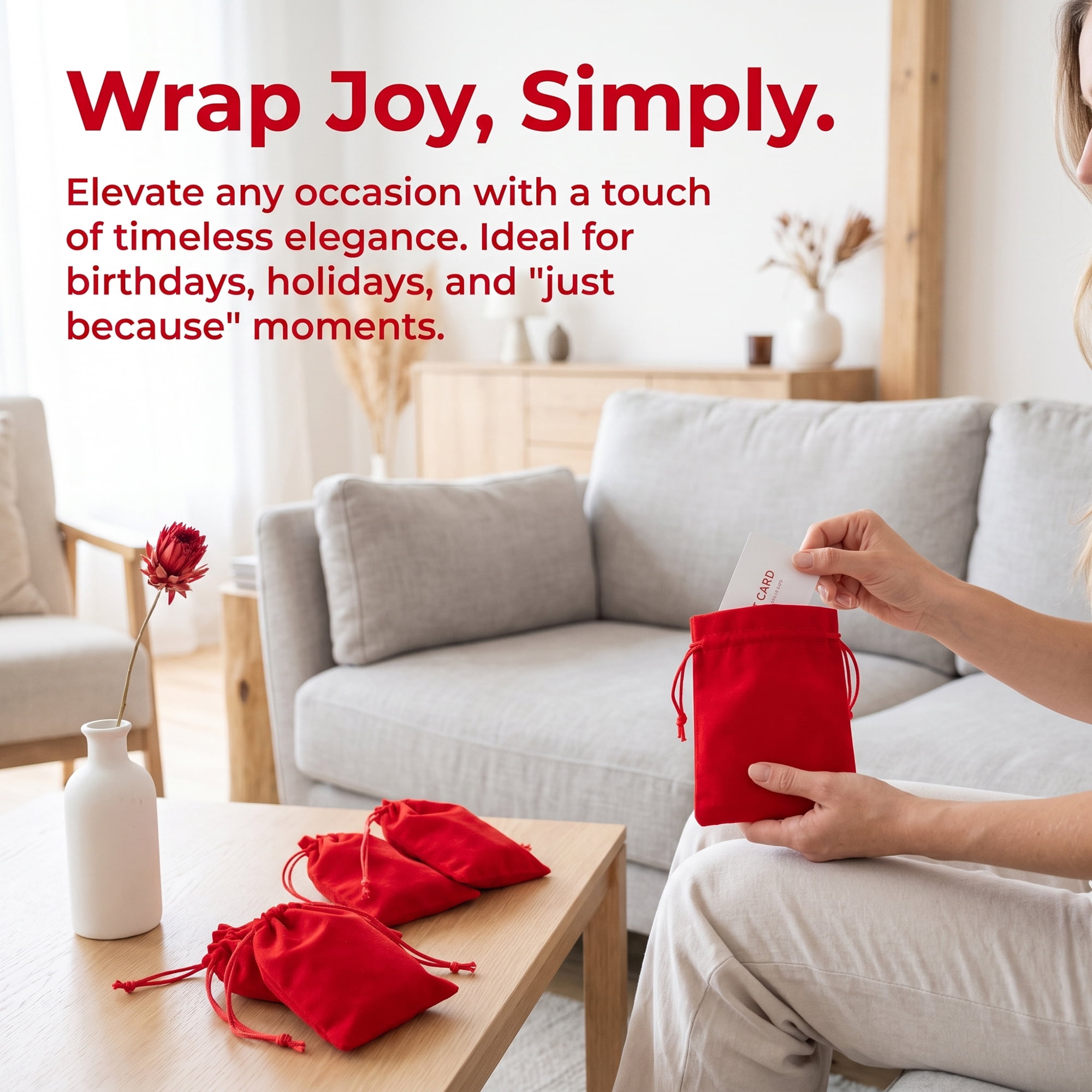 Unique Bargains Mini Gift Bags with Drawstring and Handles for Gifts Red 3.5" x 4.7"