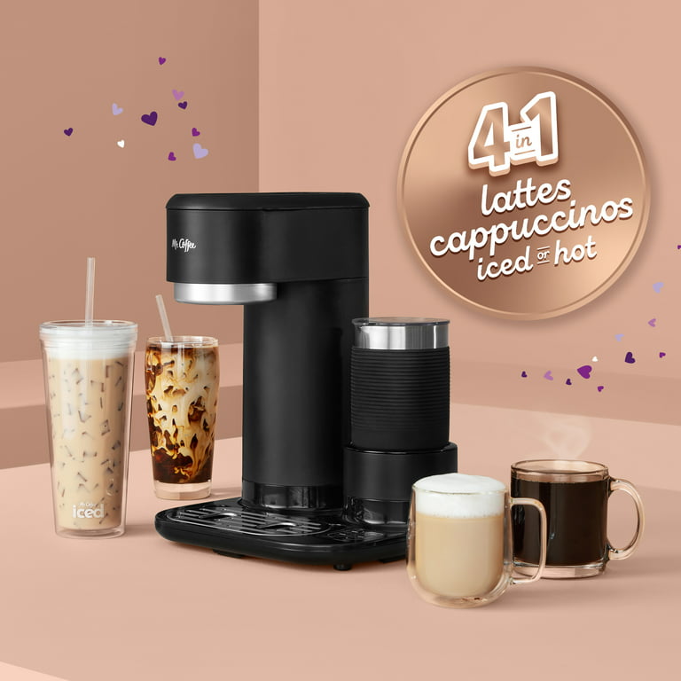 Mr. Coffee 4-in-1 Single-Serve Latte, Iced, and Hot Coffee Maker with Milk  Frother