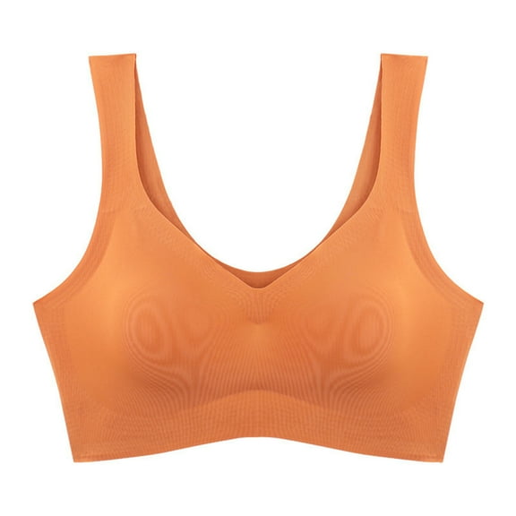 Tank Top Bra Women No Underwire Bra Feature V-Neck Soft Bra Style W-808 Orange L
