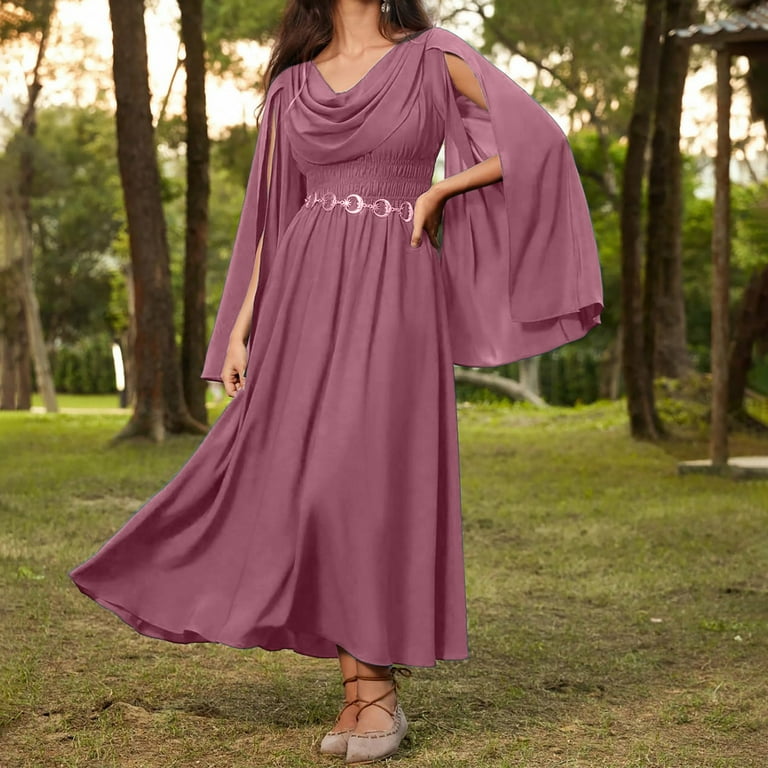 Enjoytime Flowy Dresses for Women Solid Color Long Sleeve Pleated Maxi Dress Fashion Crewneck Elegant Vintage Goth Dress Pink XXL, Women's, Size: 2XL Enjoytime Flowy Dresses for Women Solid Color Long Sleeve Pleated Maxi Dress Fashion Crewneck Elegant Vintage Goth Dress Pink XXL, Women's, Size: 2XL