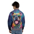 thumbnail image 5 of Hippie Bulldog Portrait oil painting Watercolor Tie-dye Vintage All Over Print 3D Baseball Jacket Dog Lover Gifts Idea Bomber Jacket Softball - 00015, 5 of 6