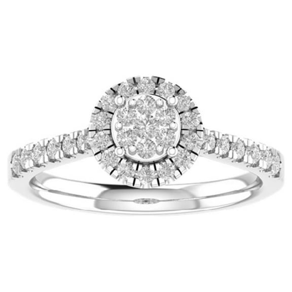 Araiya 10K White Gold Diamond Halo Band Ring (5/8 cttw, I-J Color, I2-I3 Clarity), Size 7