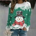 thumbnail image 2 of ZXLBBD Women's Fall Winter Christmas Snowflake Snowman Printed Round Neck Shoulder Long Sleeve Sports Active Sweatshirts Casual Outdoor Versatile Daily Wear, 2 of 4
