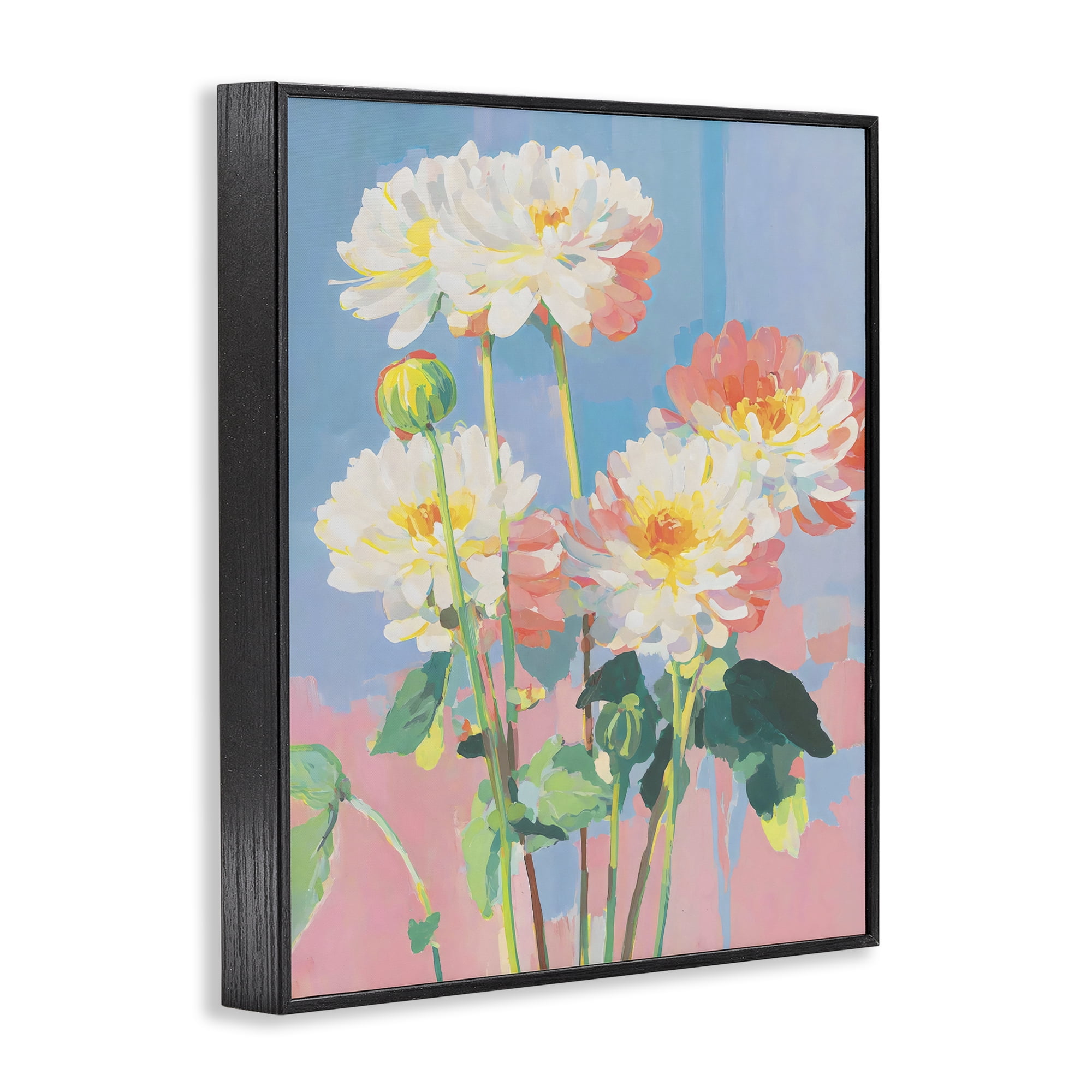 Stupell Industries Colorful Chrysanthemum Impressions Black Framed Giclee Art, design by Sisi and Seb