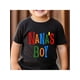 thumbnail image 1 of Nana's Boy" Colorful Letter Print Cotton T-Shirt for Boys - Soft, Comfortable Crew Neck Short Sleeve Tee, Casual Summer Top, Everyday Youngsters's Tee | Asymmetrical Hemline | Stretchable Cotton, 1 of 7