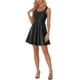 thumbnail image 2 of Vestido de tanque INSPIRE CHIC para mujeres, sin mangas, de cuero sintético, vestido mini en corte A M Negro, 2 of 6