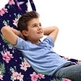 thumbnail image 1 of Navy and Blush Lounger Chair Bag, Tropical Flower Bouquets and Flying Hummingbirds Tiny Little Hearts, High Capacity Storage with Handle Container, Lounger Size, Indigo Green Pink, by Ambesonne, 1 of 5