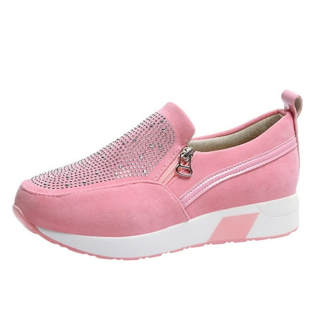 

Hvyesh Shoes for Women Women s Mesh Walking Shoes Rhinestone Glitter Slip On Ballroom Jazz Latin Dance Sock Sneakers Thick Soled Shoes