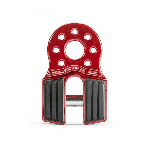 Factor 55 Winch Cable Shackle Mount 00050-01 FlatLink; Fits 3/4 Inch Clevis Hook; Fits 3/8 Inch Diameter Steel Cables/Synthetic Winch Ropes; 16000 Pound Load Capacity; Anodized; Red; Billet Aluminum