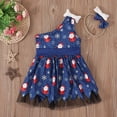 thumbnail image 5 of Odeerbi Toddler Girls Christmas One Shoulder Dresses Cute Tulle Patchwork Irregular Hem Dress Kids Sleeveless Snowflake Print Dress with Headband Set Toddler Girls Clothes, 5 of 9