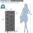 thumbnail image 3 of Nextay Nightstand 5-Drawer Fabric Dresser Bedside Table with Sturdy Steel Frame, Tall Storage Tower Chest with Wood Top for Bedroom, Closet, Living Room, Grey, 3 of 7