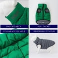 thumbnail image 5 of Hugo & Hudson Reversible Dog Puffer Jacket Coat - Dark Green & Grey - M45, 5 of 7