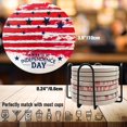 thumbnail image 2 of Pour Boissons, Ensemble de 8 Drapeau USA avec Support, Céramique Absorbante avec Base en Liège pour Protection de Table, Adapté pour Tasses, Table en Bois, Bar, 2 of 7