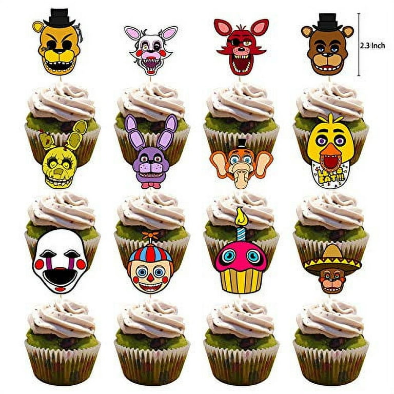 Nelton Birthday Party Supplies For FNAF Includes Banner - Backdrop - Cake  Topper - 24 Cupcake Toppers - 24 Balloons - Table Cloth