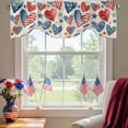 thumbnail image 2 of Independence Day Tie Up Valances Curtain, Adjustable Kitchen U. S. Flag Themed Love Heart Five-Pointed Stars Retro Valances for Windows Rod Pocket Short Curtains Set for Bedroom/Bathroom, 60"x18", 2 of 9
