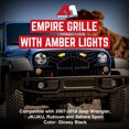 thumbnail image 2 of AMERICAN MODIFIED Empire Grille 07-18 Jeep Wrangler JK w/Amber LED, Glossy Black, 2 of 7