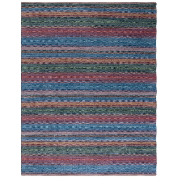 SAFAVIEH Kilim Leon Striped Cotton Area Rug, Orange/Green, 9' x 12'