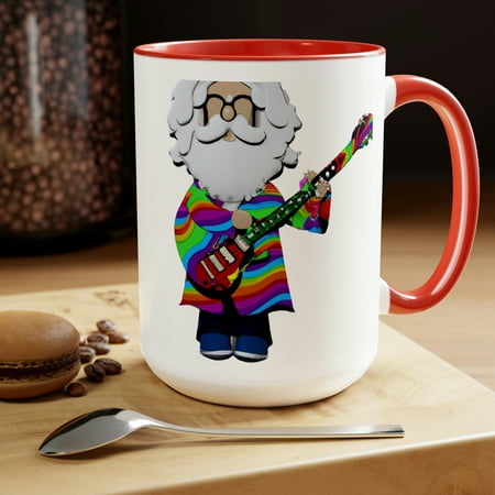 

Jerry Garcia Portrait Coffee Mug Coffee Mug for Grateful Dead Fans Two-Tone 15oz Ceramic Mug