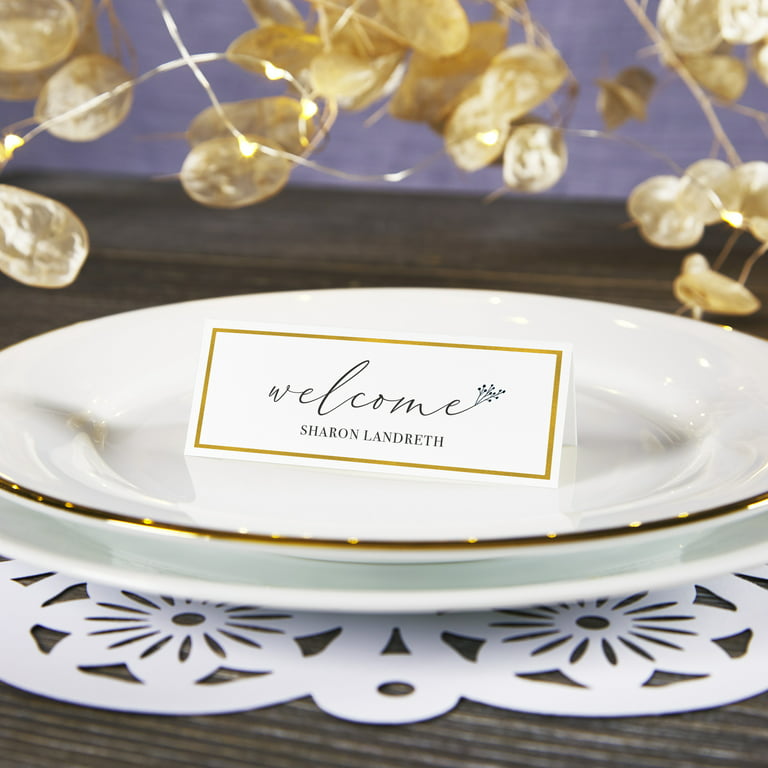 Avery® Printable Place Cards with Sure Feed® Technology, 1-7/16 x 3-3/4,  White with Gold Border, 150 Place Cards (35701)