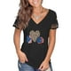 thumbnail image 3 of Blusa de manga corta de encaje informal con cuello en V de verano para mujer Fridja  bn7988, 3 of 8