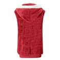 thumbnail image 3 of Fanxing 2025 Womens Fuzzy Sherpa Fleece Jacket Plus Size Lightweight Vest Hooded Coat Cozy Sleeveless Cardigan Zipper Waistcoat Outerwear with Pocket Red XL, 3 of 5