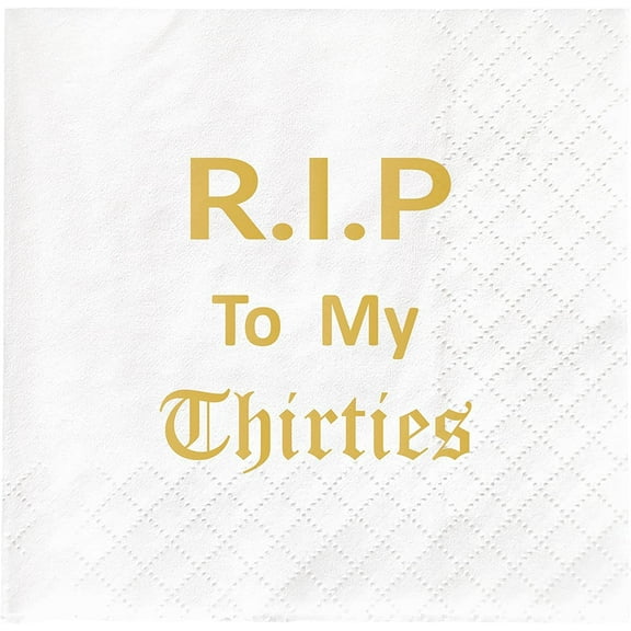 20pcs R.I.P to My Thirties Cocktail Napkins, 40th Birthday Dessert Napkins, RIP to My 30s Disposable Paper Beverage Napkin for Birthday Supplies Decoration Favors Gift, , Folded 5 x5 inches 5"x5"