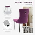 thumbnail image 5 of JESTOP Velvet Dining Chairs Set of 2, Tall Back Side Chair, Modern Upholstered Side Chair with Button Back Ring, Silver Plated Stainless Steel Legs (Purple), 5 of 7