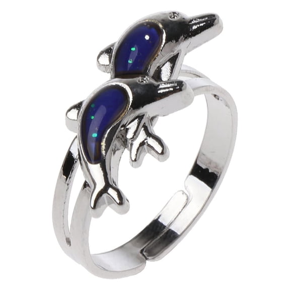 MANNYA Y2K Jump Dolphin Color Change Ring Joint Ring Sets for Women Water Drop Alloy Metal Jewelry Women Props