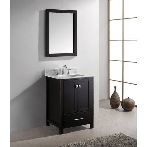 Modern Fittings Inc Ine Avenue 24 Vanity In Gray With Stone Top And Sink Mirror Gs 50024 Bgsq Gr Com Sink And Mirror Gs 50024 Bgsq Gr, 24 Bath Vanity Gray