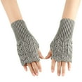 thumbnail image 2 of WREESH Women's Love Wool Hollow Heart Knitted Gloves Fingerless Winter Gloves With Leaky Finger Sleeves Gray, 2 of 5