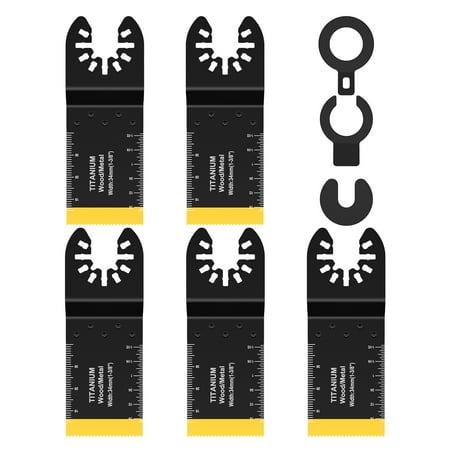 

5Pcs Oscillating Saw Blade Set Titanium Bimetal Oscillating Multitool Blade Universal Oscillating Tool Blade Wood and Metal Cutting Multi Tool Blade for Cutting Wood Plastic