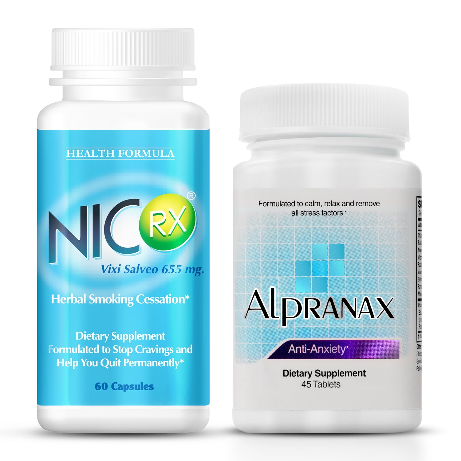 NicRx and Alpranax Bundle Nicotine Free Quit Smoking Aid + Herbal