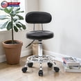 thumbnail image 2 of Hassch Rolling Swivel Stool with Backrest, Height-Adjustable PU Leather Armless Drafting Chair with Round Padded Seat and Chrome Plated Base, for Home Office Spa Studio Salon Shop (Black), 2 of 10