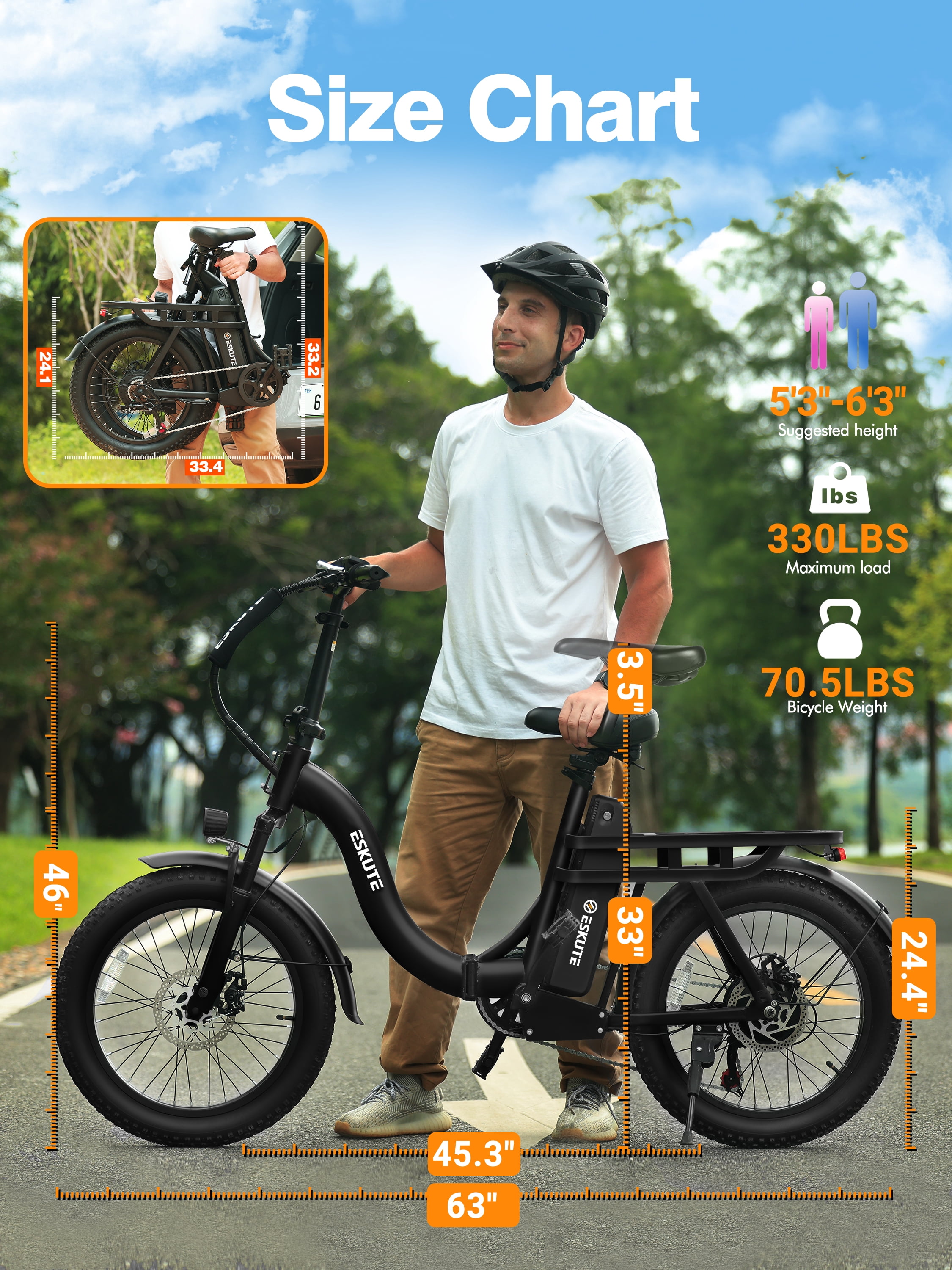 Adult Electric Bike – 1200W Peak Motor, 28 MPH, Foldable 20×3" Fat Tire, 48V 10.4Ah Battery Up to 55 Miles, 7-Speed Step-Through Cargo E-Bike with NFC Unlock, Black with Front Basket