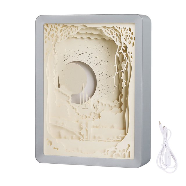 3D Lys Skygge Nattlampe Med Papirutskjært Kunst 3d luz y sombra adornos de lámpara de talla de papel Wmkox8yii gf7564