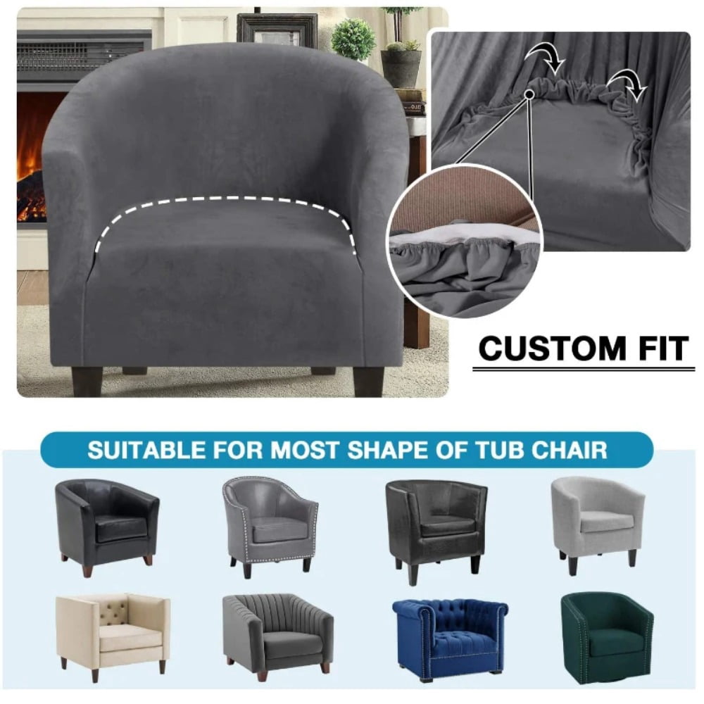 ATJIA Velvet Tub Chair Covers for Armchairs Club Chair Slipcover Wing Back Covers High Stretch Sofa Covers for Living Room