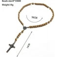 thumbnail image 2 of CatholicCrossRosaryNecklace,NaturalWoodPrayerBeadsWithMedalCross, 2 of 4