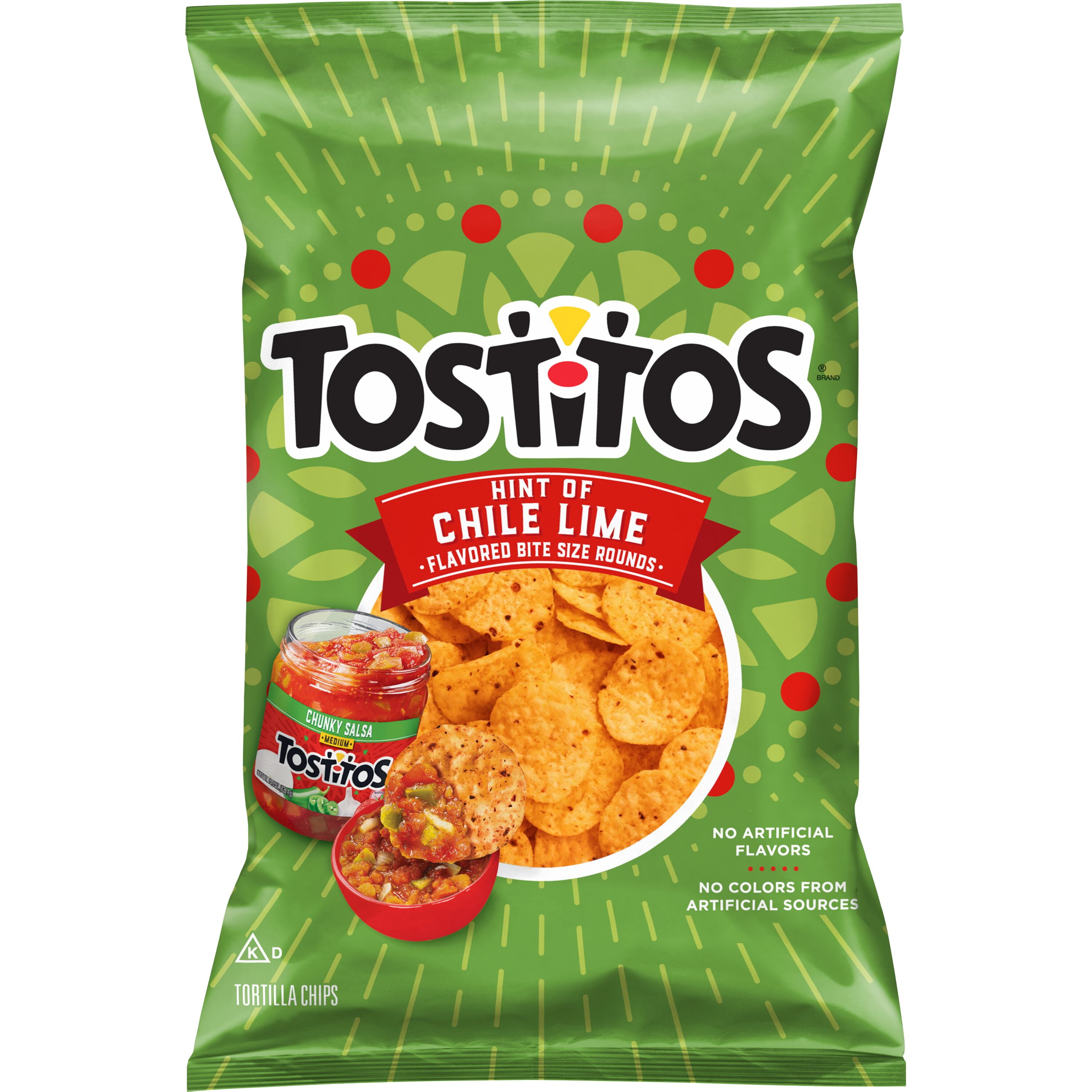 (3 pack) Tostitos Hint of Chili Lime Flavored Tortilla Chips, 11 oz Bag