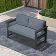 thumbnail image 2 of Outdoor Patio Furniture Set, 2-Seater HDPE Loveseat Sofa, Weather-Resistant Outdoor Furniture,Black Frame with Gray Cushions, 2 of 6