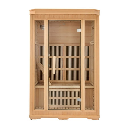 Heat Wave Indoor Hemlock Dry 2 Person Carbon Infrared Sauna, 1.8kW