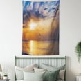 thumbnail image 4 of Birds Tapestry, Early Morning Sunrise Over the Ocean and a Bird Horizon Nature Panoramic View, Wall Hanging for Bedroom Living Room Dorm Decor, 40W X 60L Inches, Blue and Orange, by Ambesonne, 4 of 5