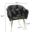 thumbnail image 7 of Luxury Velvet Accent Chair, Modern Upholstered Chair with Metal Frame, Stylish Woven Back, Gold Frame, Single Leisure Arm Chair for Living Room, Bedroom, Office, Balcony, Black, 7 of 7