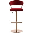 thumbnail image 2 of Whiteline Modern Living Nova Barstool, Red Velvet Seat, Adjustable Height, Rose Gold Stainless Steel Base, 2 of 8