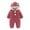 Red, variant on Newborn Baby Boy Girl Button Fleece Footie Jumpsuit with Bear Ears Snowsuit Long Sleeve Cute Animal Romper Winter Outfits Watermelon Red 9-12 Months