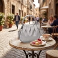 thumbnail image 4 of ZhangC Mini Ruched Puffy Clutch Handbag for Women, 7.9 Inch Small Zipper Wallet Crossbody Purse with Round Top Handle, Casual Evening Phone Card Bag, Shopping and Daily Use, Silver, 4 of 6